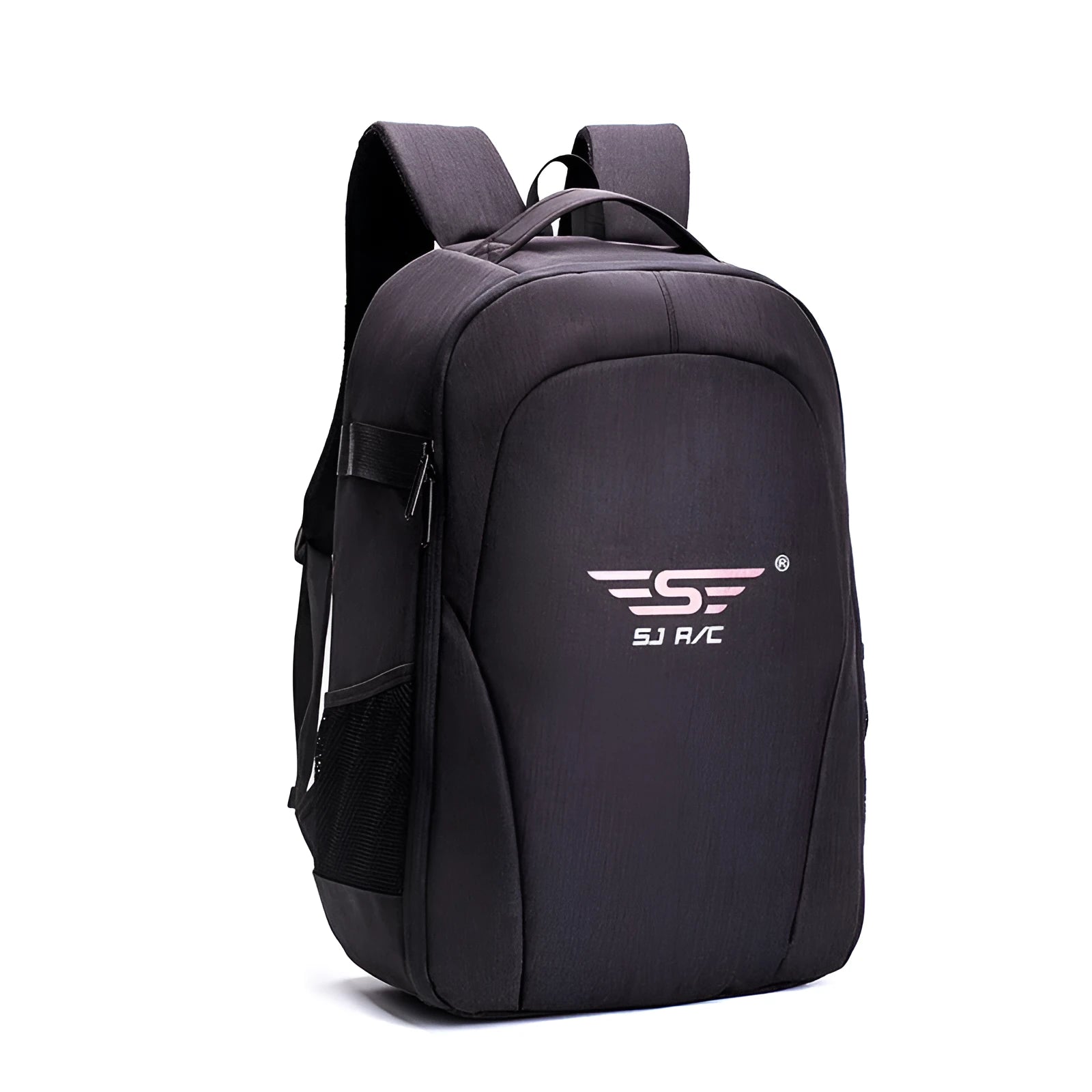 Black waterproof Oxford cloth drone backpack with multiple internal compartments for equipment organisation