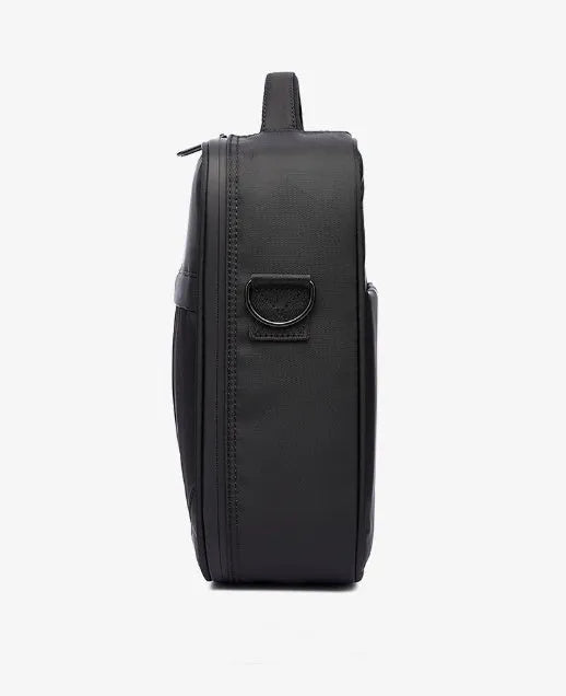 Black Oxford fabric men's shoulder messenger bag showing dimensions of 24cm by 11cm by 31cm