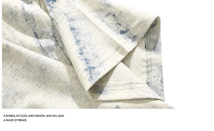 Grey tie dye printed loose fit t-shirt with half sleeves and round neck collar
