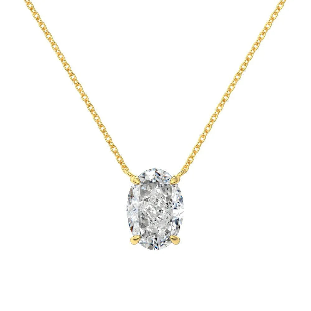 Oval ice flower geometric pendant necklace in sterling silver with platinum or gold electroplated finish.