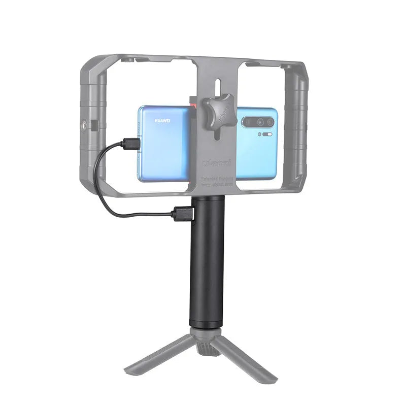Black aluminium alloy power bank charging handle showing 12.5cm length and 3.2cm width