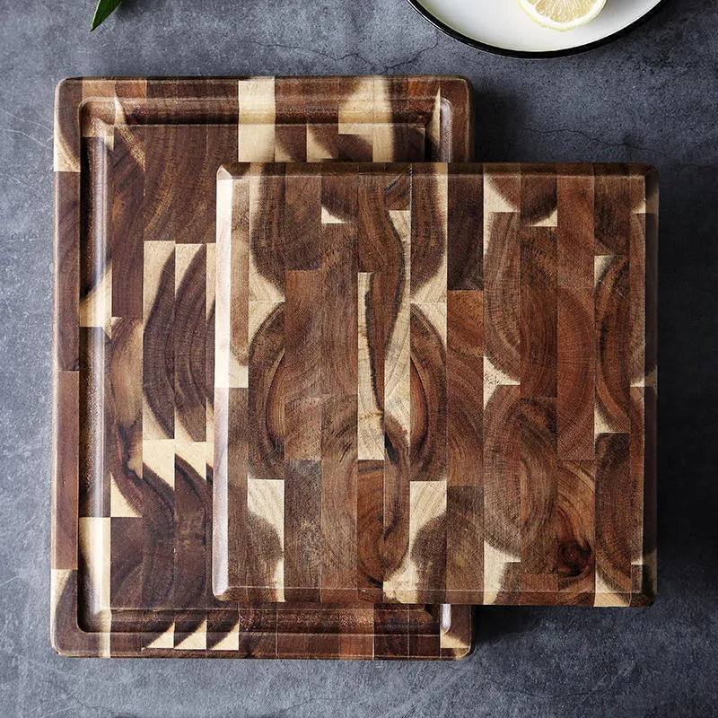 Brown parquet solid wood cutting board with 3cm thickness made from imported acacia