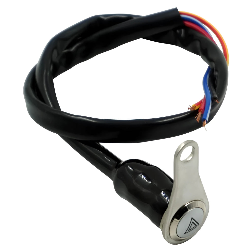 Black stainless steel motorcycle double flash switch with illuminated ring and metal button