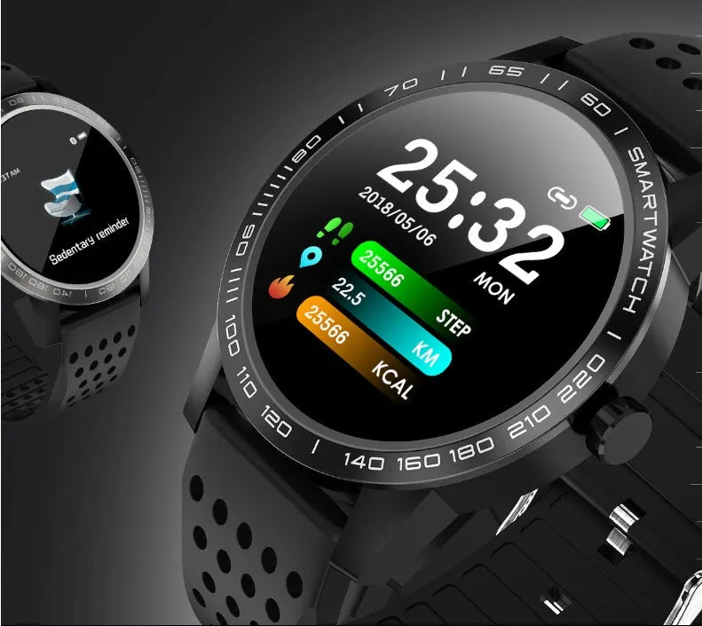 T2 smart bracelet with colour screen displaying heart rate on wrist in black or blue