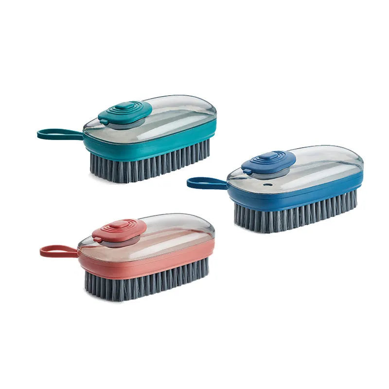 Blue automatic liquid cleaning brush with ergonomic grip on a white background.