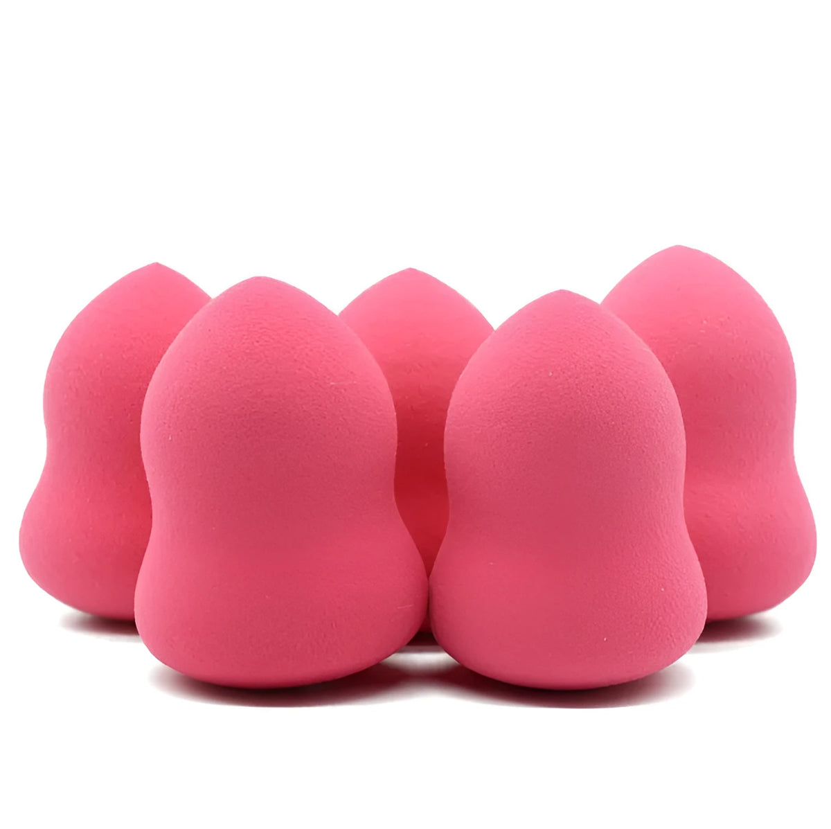 Pink hydrophilic non-latex makeup sponge measuring 4cm by 4cm by 5.6cm.