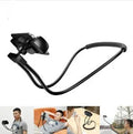 Baseus flexible gooseneck phone holder with clamp and shockproof support, shown holding a mobile phone.