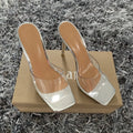 Women's black and silver high heel fashion boots with PVC soles
