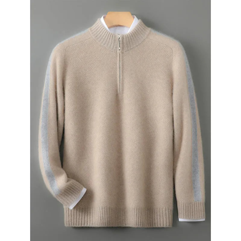 Sheep wool half-zip pullover sweater in slim fit available in multiple colours and plus sizes