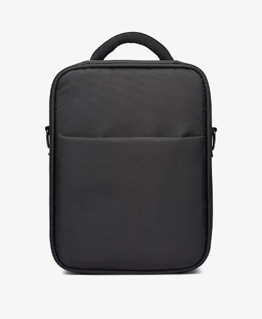 Black Oxford fabric men's shoulder messenger bag showing dimensions of 24cm by 11cm by 31cm