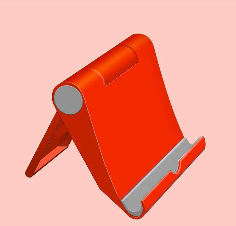 Black PE folding tablet stand holding a mobile phone at an adjustable angle