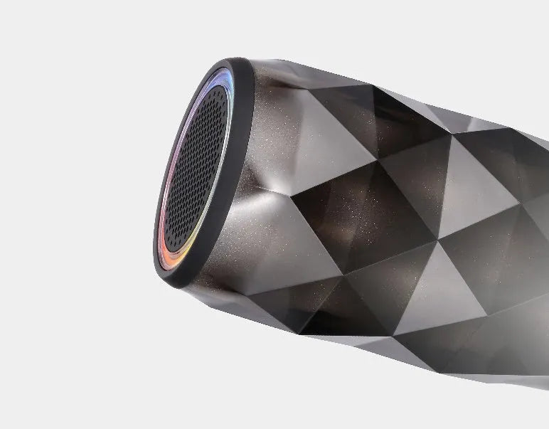 Black crystal diamond-cut Coca-Cola can shaped Bluetooth speaker lantern with colourful lights.