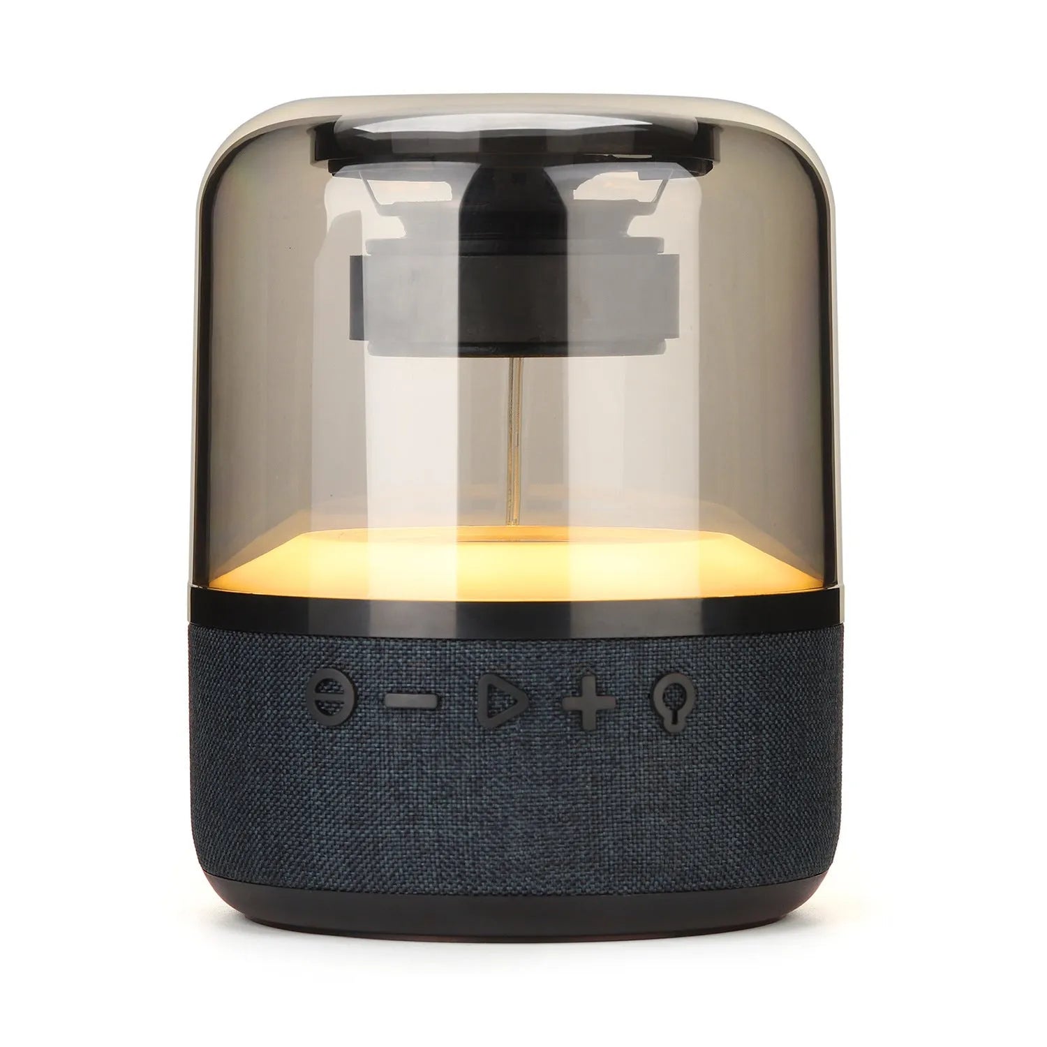 Black Four-Colour Light Touch Wireless Bluetooth Speaker with illuminated controls on a dark surface.