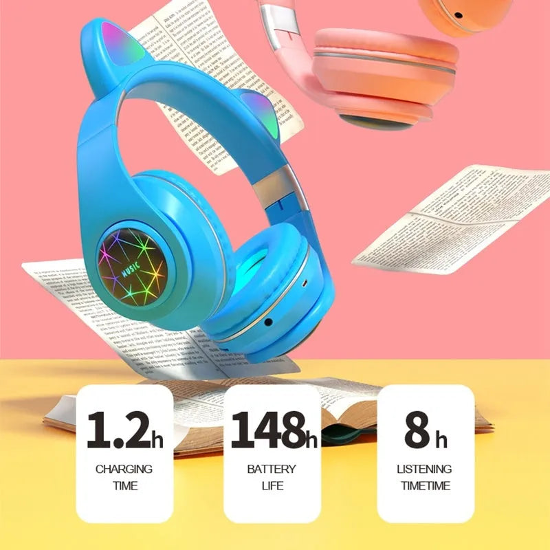 Wireless Bluetooth sports headset with cat ear design in multiple colour options