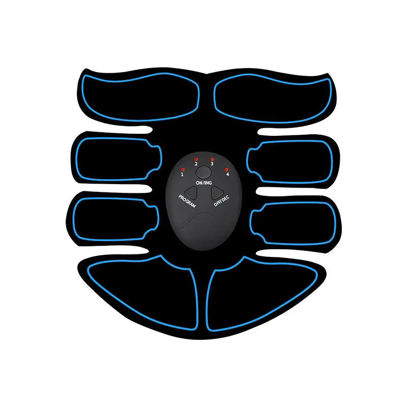 Abdominal muscle patch massager with six-pack electrodes and digital display charging unit
