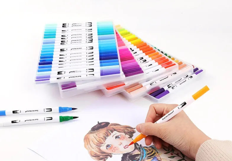 Set of refillable watercolour pens with brush tips in various colours for promotional gift use