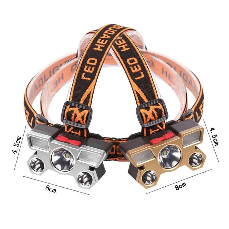 LED miner's head lamp with head strap, 10W power, rechargeable 2400mAh battery
