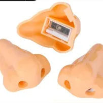 Geometry-shaped flesh colour plastic pencil sharpener with big nostril opening for standard pencils