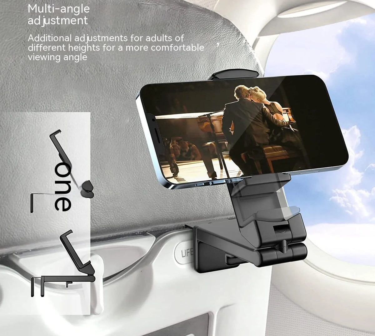 Universal foldable phone holder with rotating base in black, grey and green colours