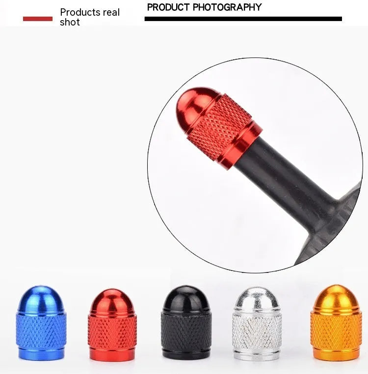 Aluminium alloy mountain bike tyre valve cap in five colour options