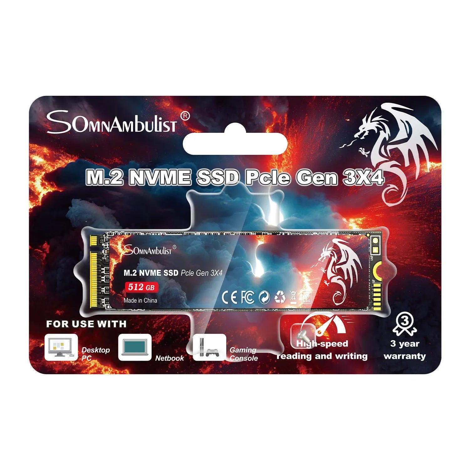 M.2 NVMe Solid State Drive with PCIe 3.0 interface measuring 80mm x 22mm