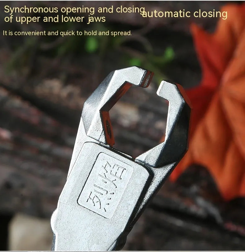 Zinc alloy two-axis harpoon clip release aid with stainless steel spring for flame dispensing