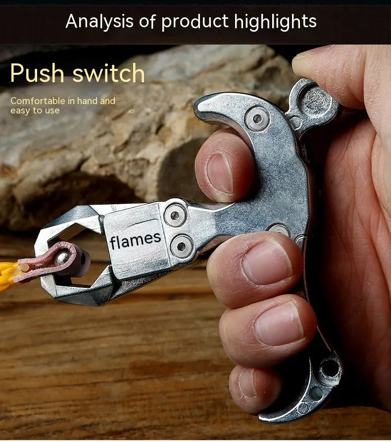 Zinc alloy two-axis harpoon clip release aid with stainless steel spring for flame dispensing