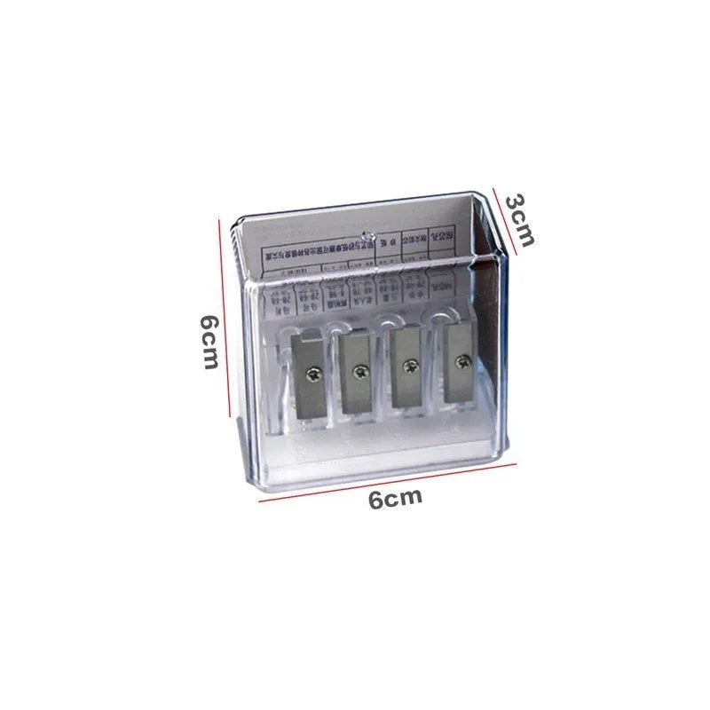 Geometric plastic pencil sharpener with four holes and screwdriver tool