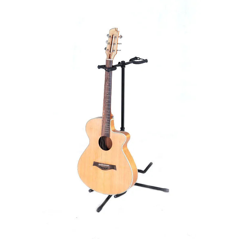 Black iron vertical double-headed adjustable guitar stand for acoustic and electric instruments
