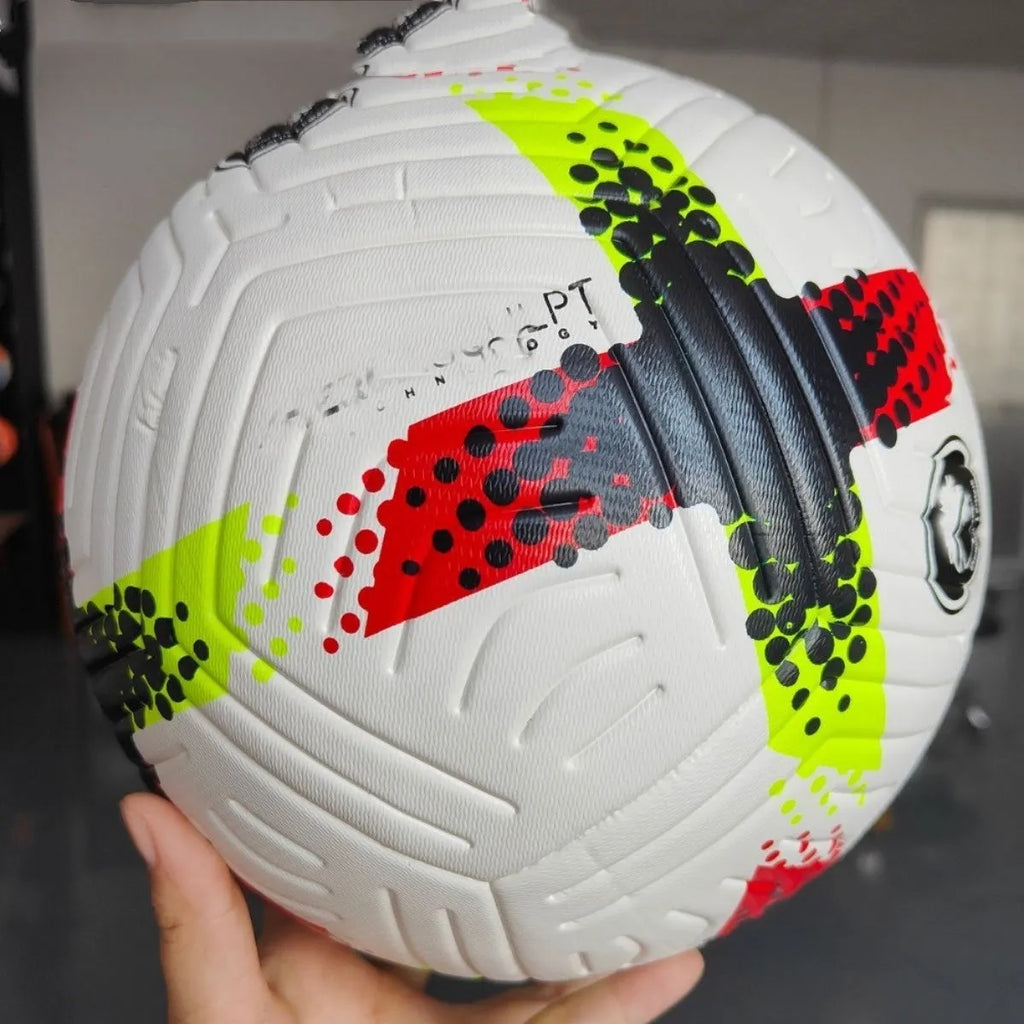 Fluorescent green size 5 football with seamless thermal bonded construction