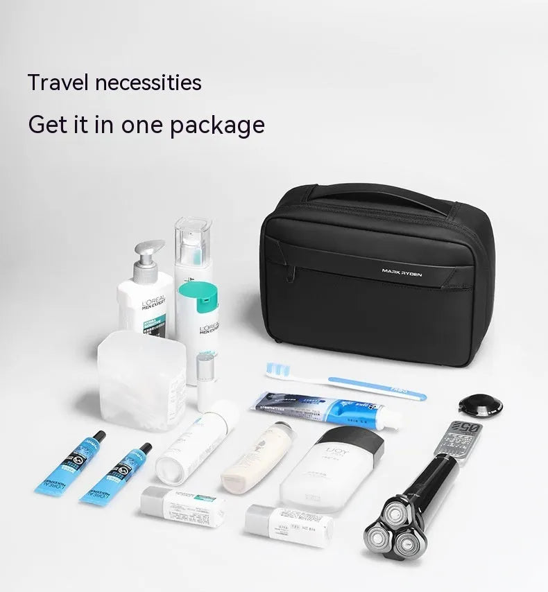 Multi-functional wet dry separation storage bag in Oxford cloth with compartments for toiletries organisation.