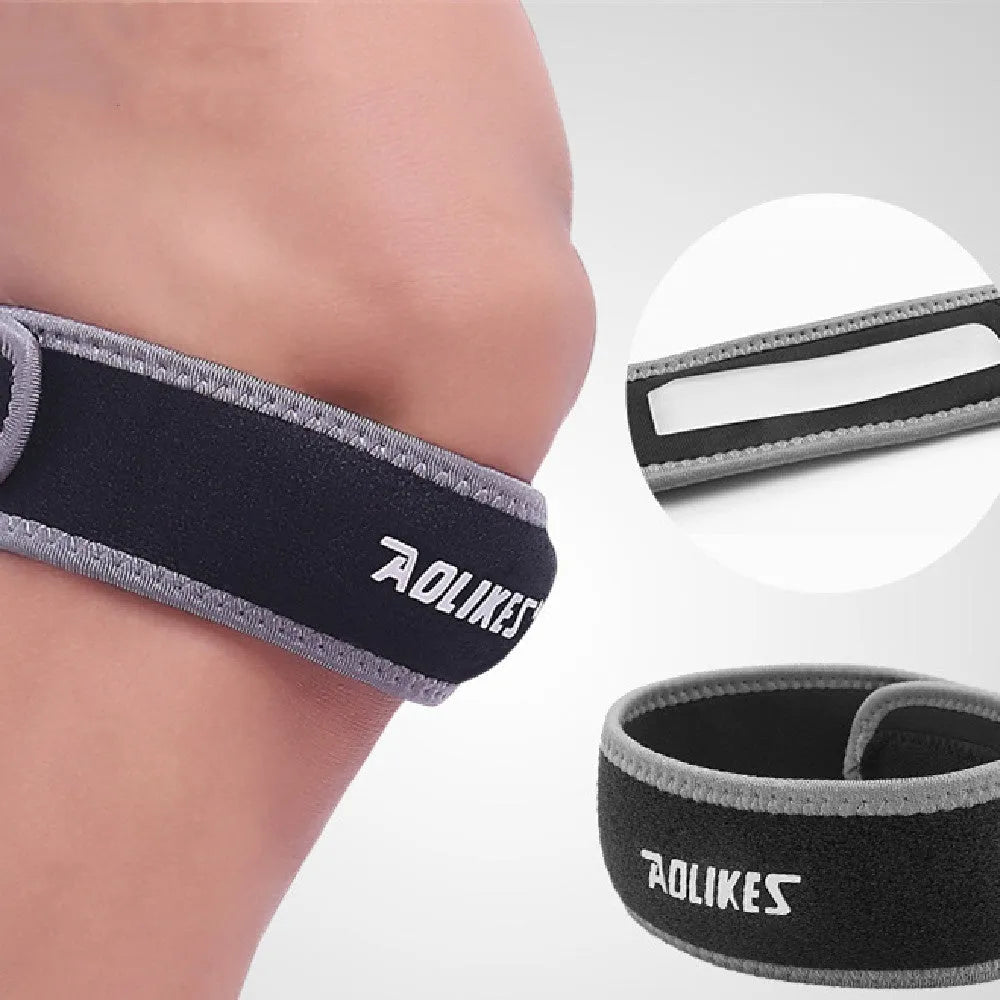 Black and grey patella retinaculum knee support for running, cycling, football and basketball sports protection