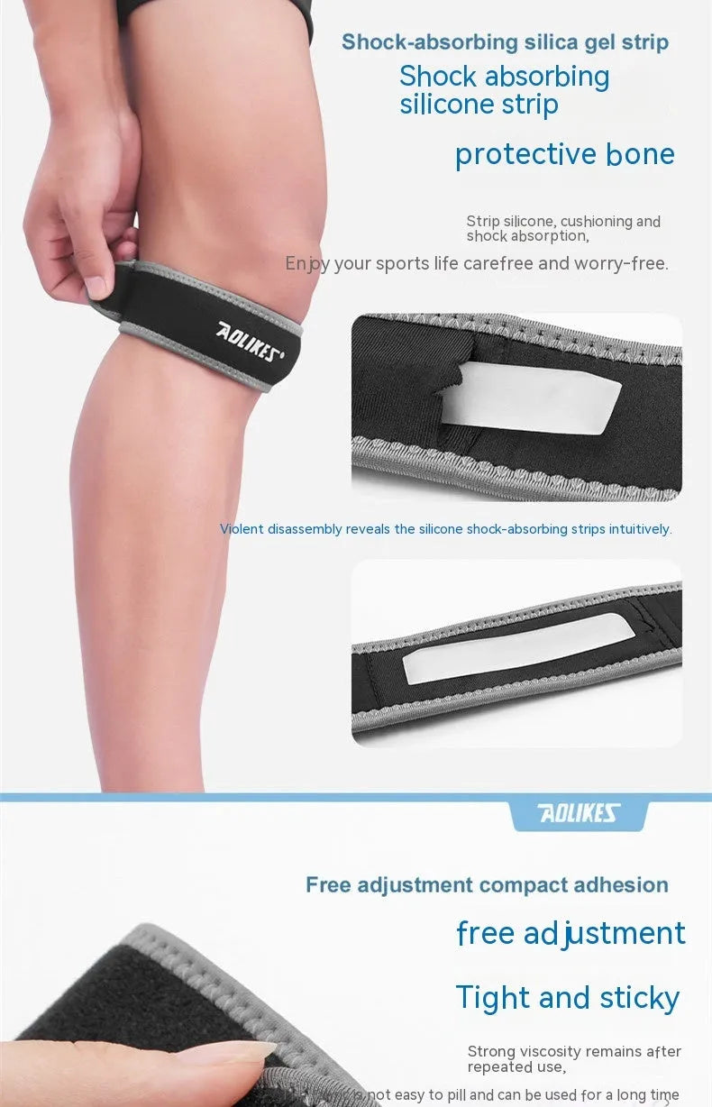 Black and grey patella retinaculum knee support for running, cycling, football and basketball sports protection