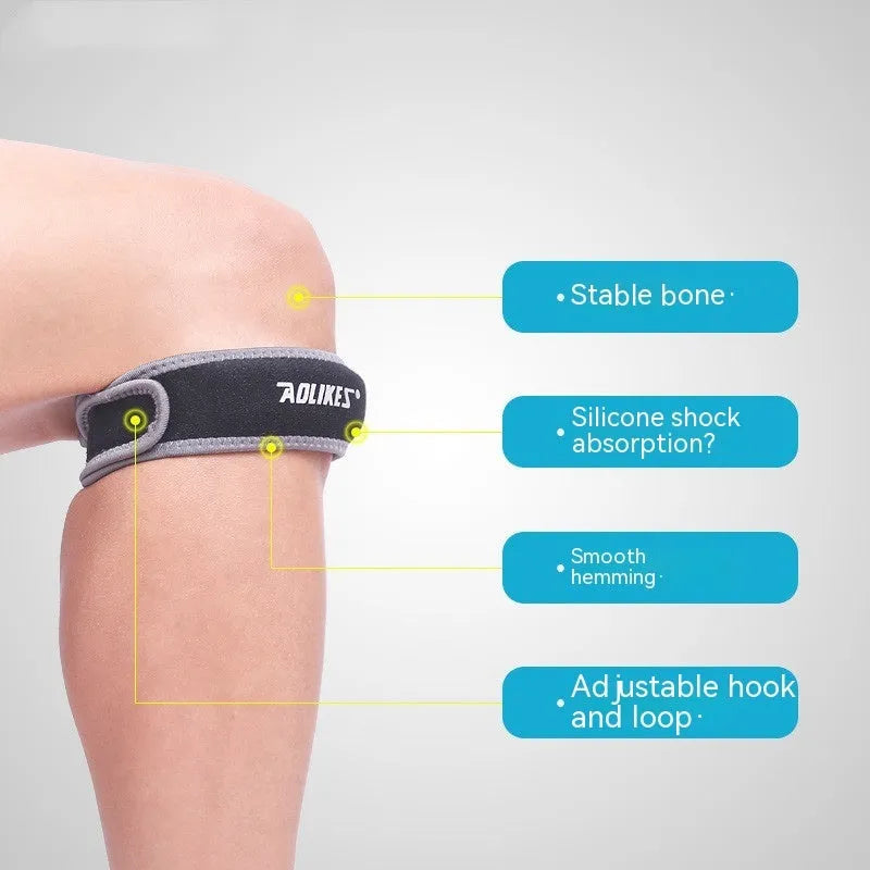 Black and grey patella retinaculum knee support for running, cycling, football and basketball sports protection