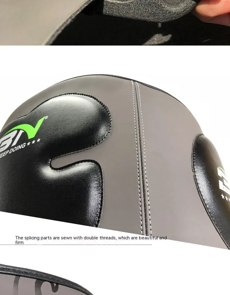 Sanda boxing chest protector target in dark grey colour showing waist protection design for martial arts training
