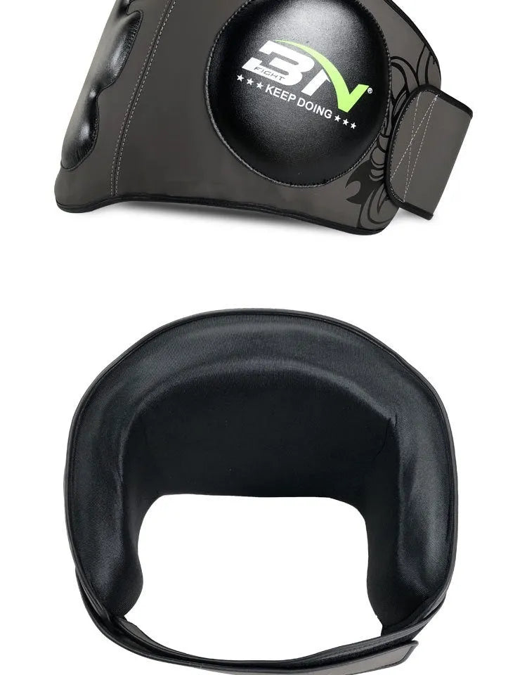Sanda boxing chest protector target in dark grey colour showing waist protection design for martial arts training