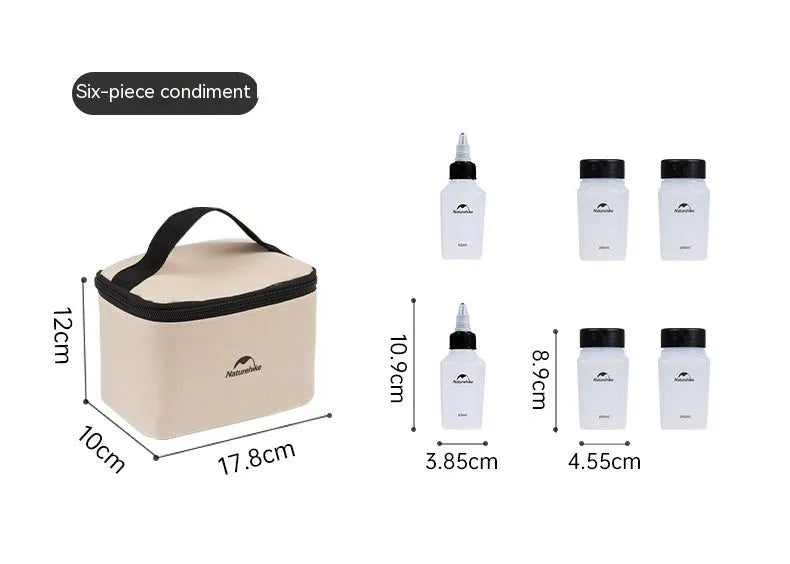 Naturehike six-piece PP plastic seasoning bottle set for outdoor cooking