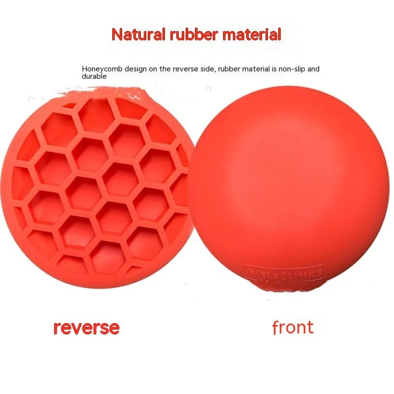 Orange circular rubber golf training mat for swing practice and centre of gravity work