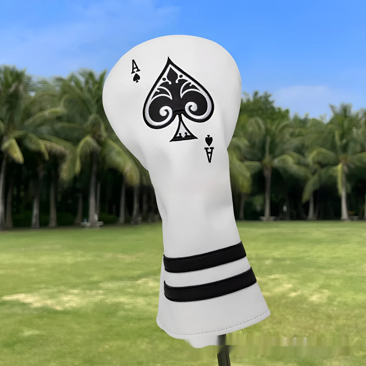 PU material golf putter sleeve accessory shown in one of three available colour options