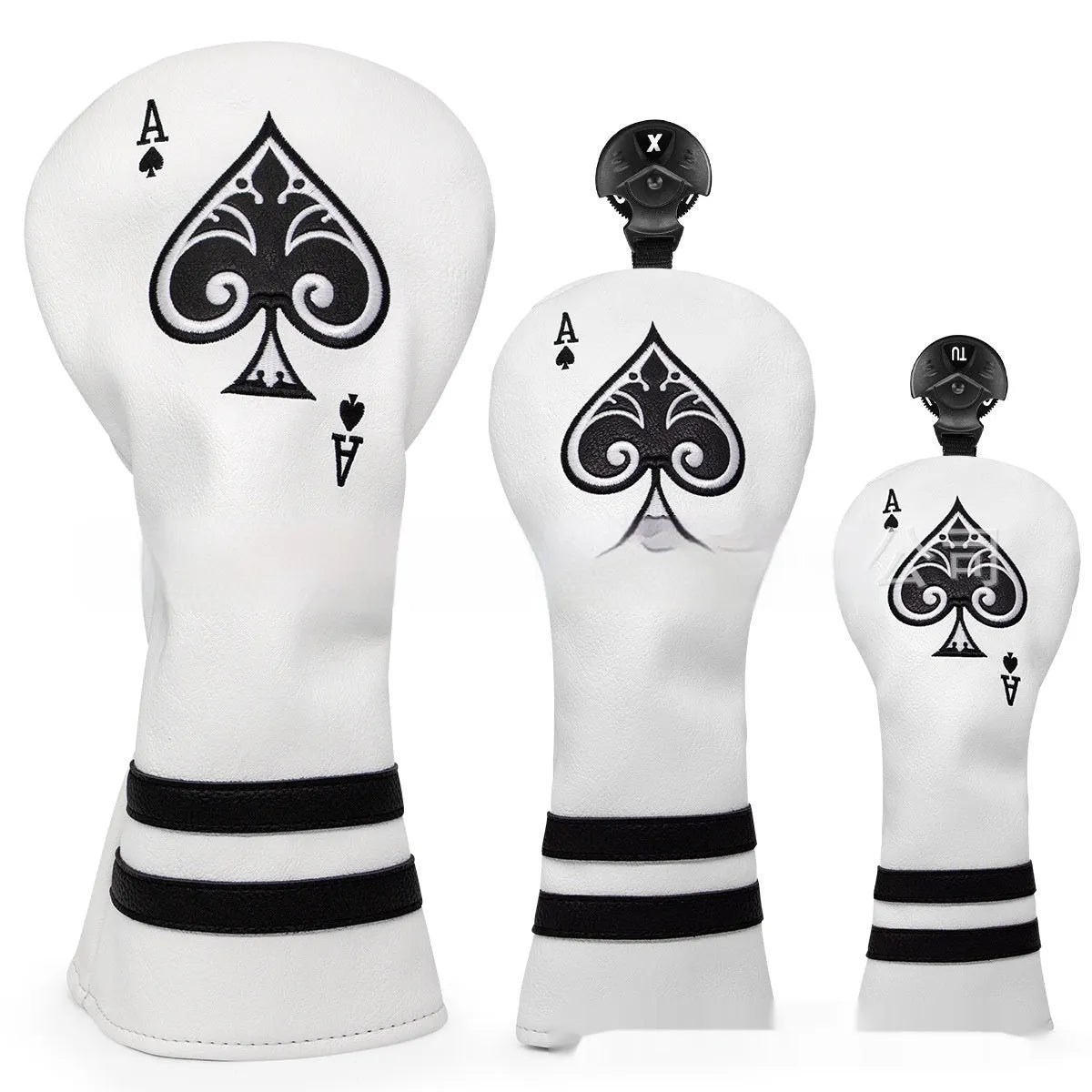 PU material golf putter sleeve accessory shown in one of three available colour options