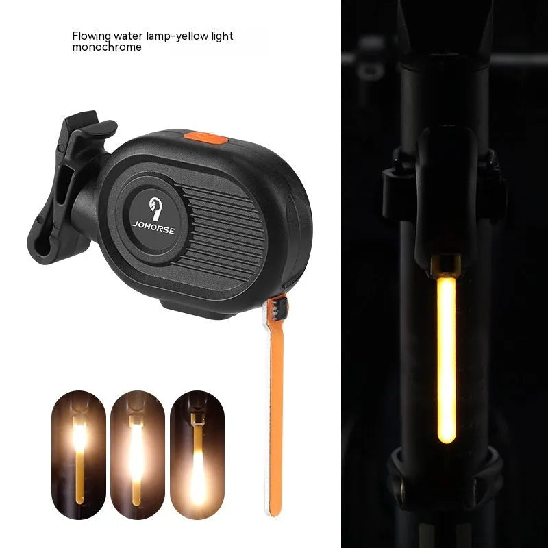 Bicycle running water taillight showing waterfall lighting effect in choice of colours
