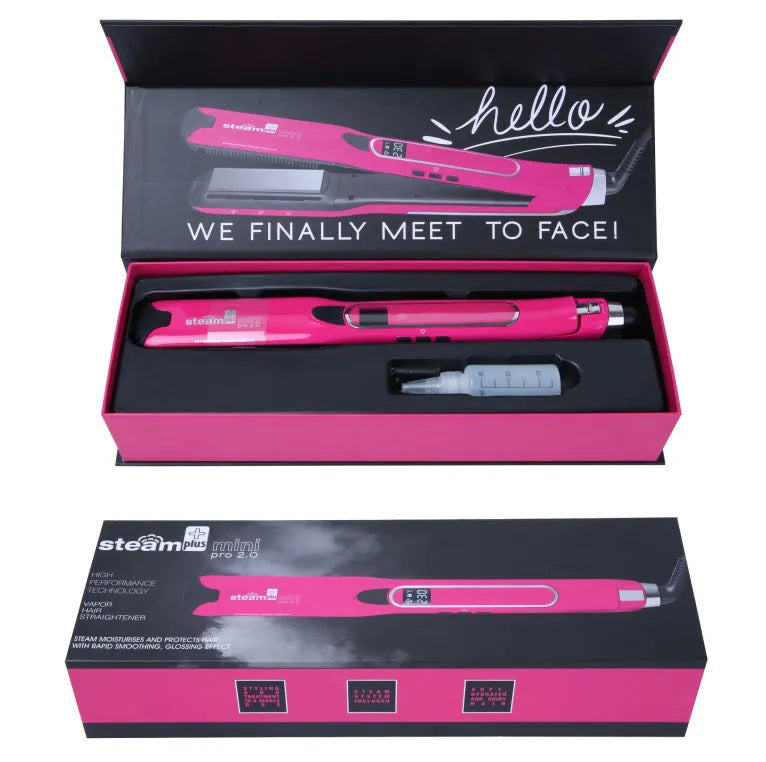 Mini steam splint spray hair straightener in champagne colour with curling and straightening functions