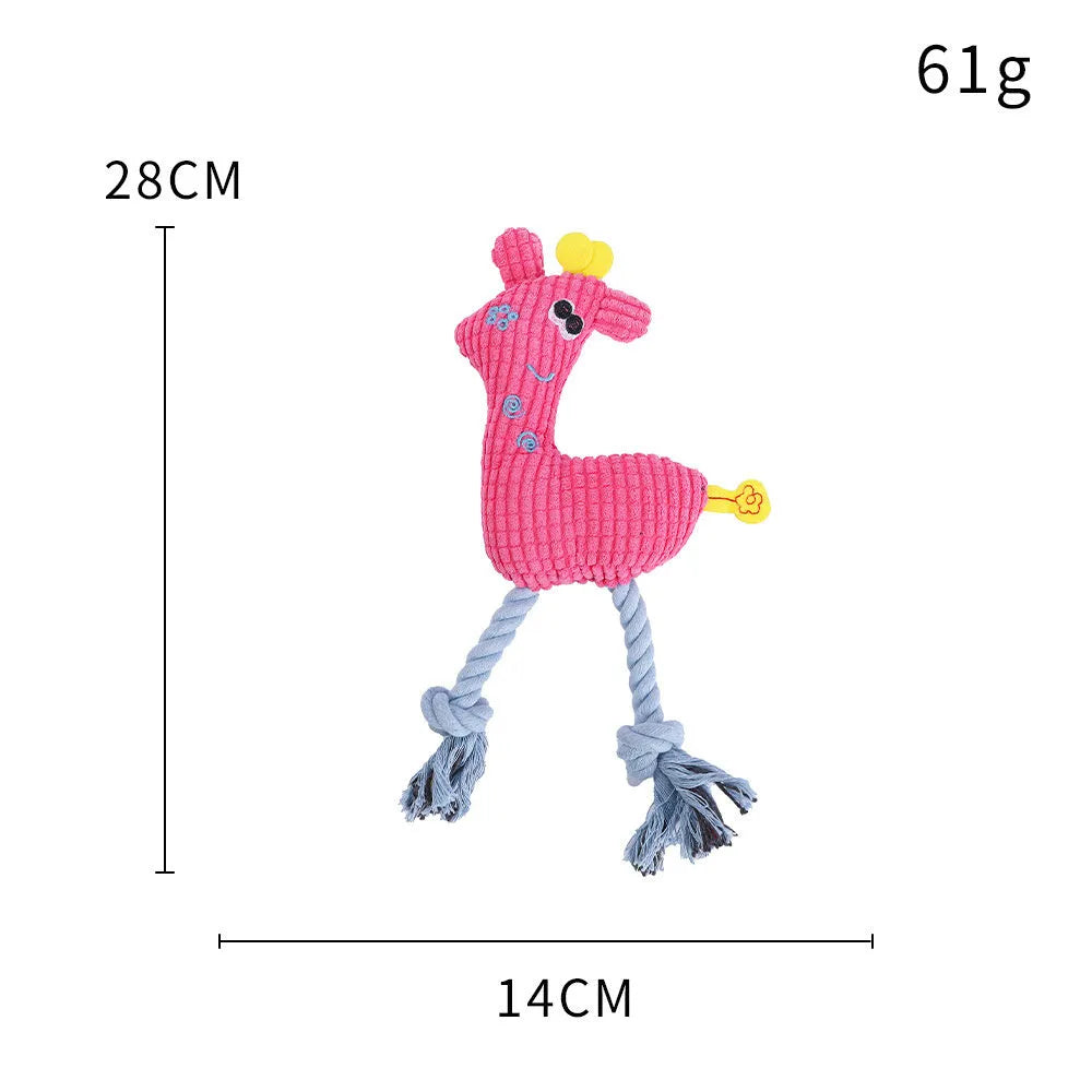 Blue deer shaped plush dog toy with corn grain texture and sound feature for pets
