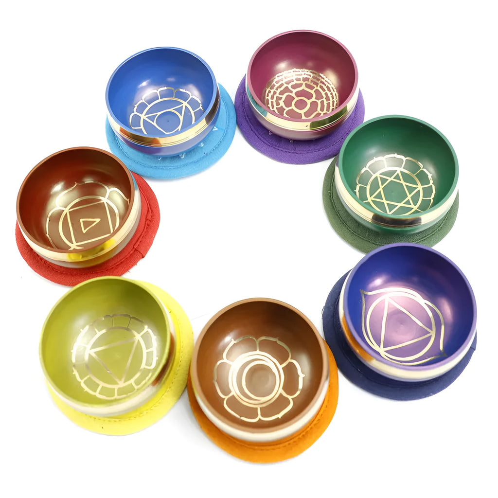 Handmade Himalayan singing bowl 7.8cm with mallet in colourful options for yoga meditation