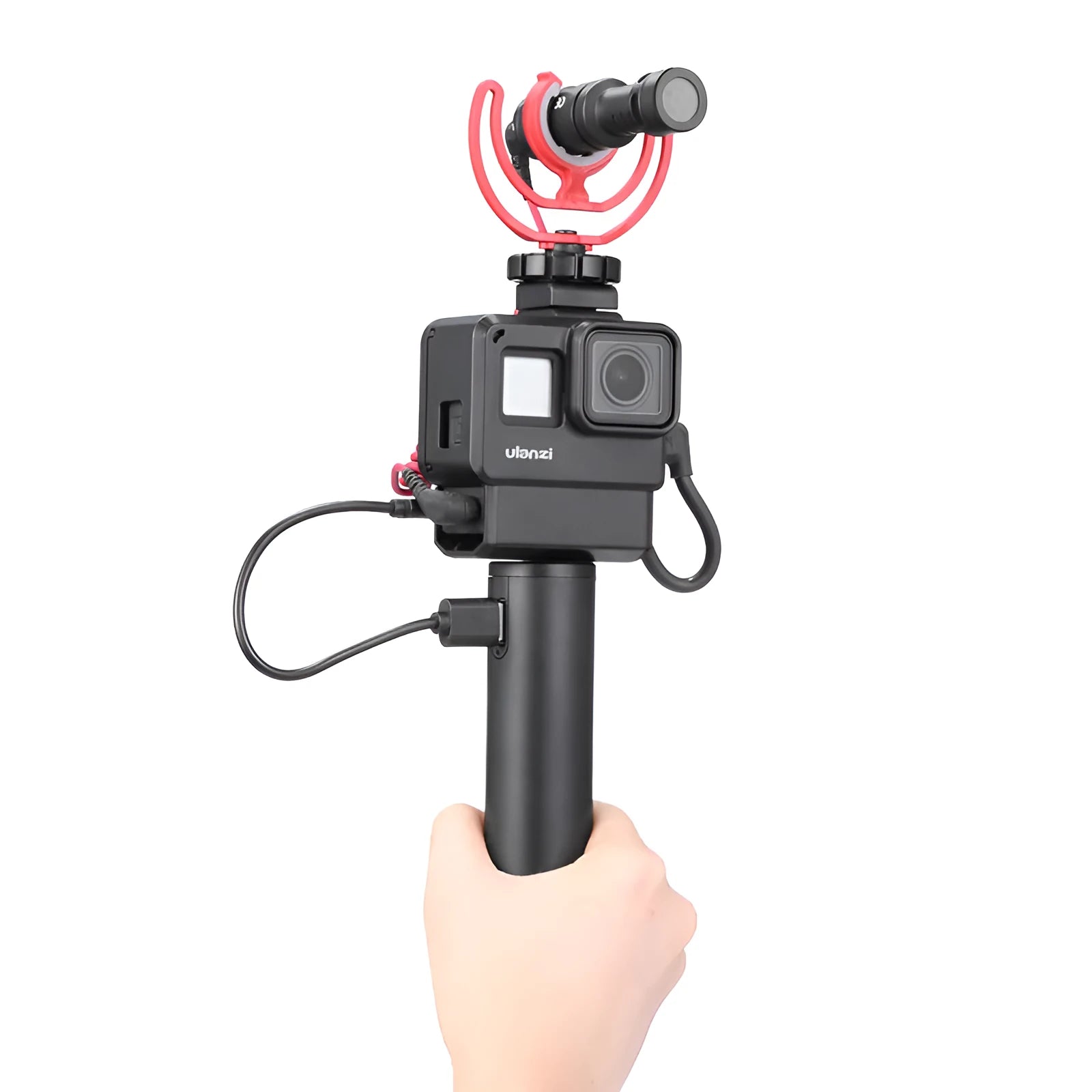 Black aluminium alloy power bank charging handle showing 12.5cm length and 3.2cm width