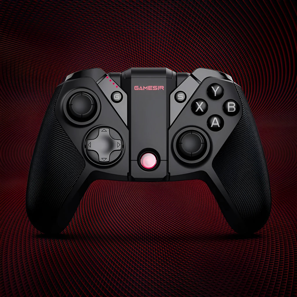 Black Gaishi gaming controller with asymmetrical analogue sticks and USB Type-C cable