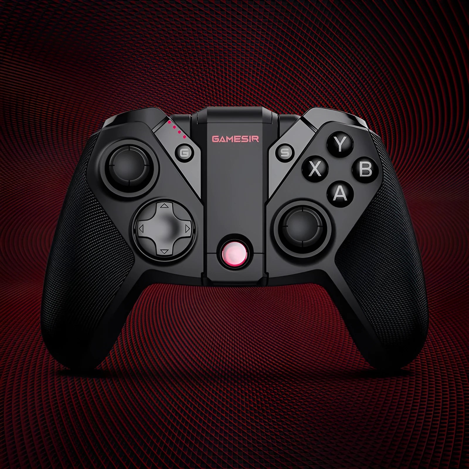 Black Gaishi gaming controller with asymmetrical analogue sticks and USB Type-C cable