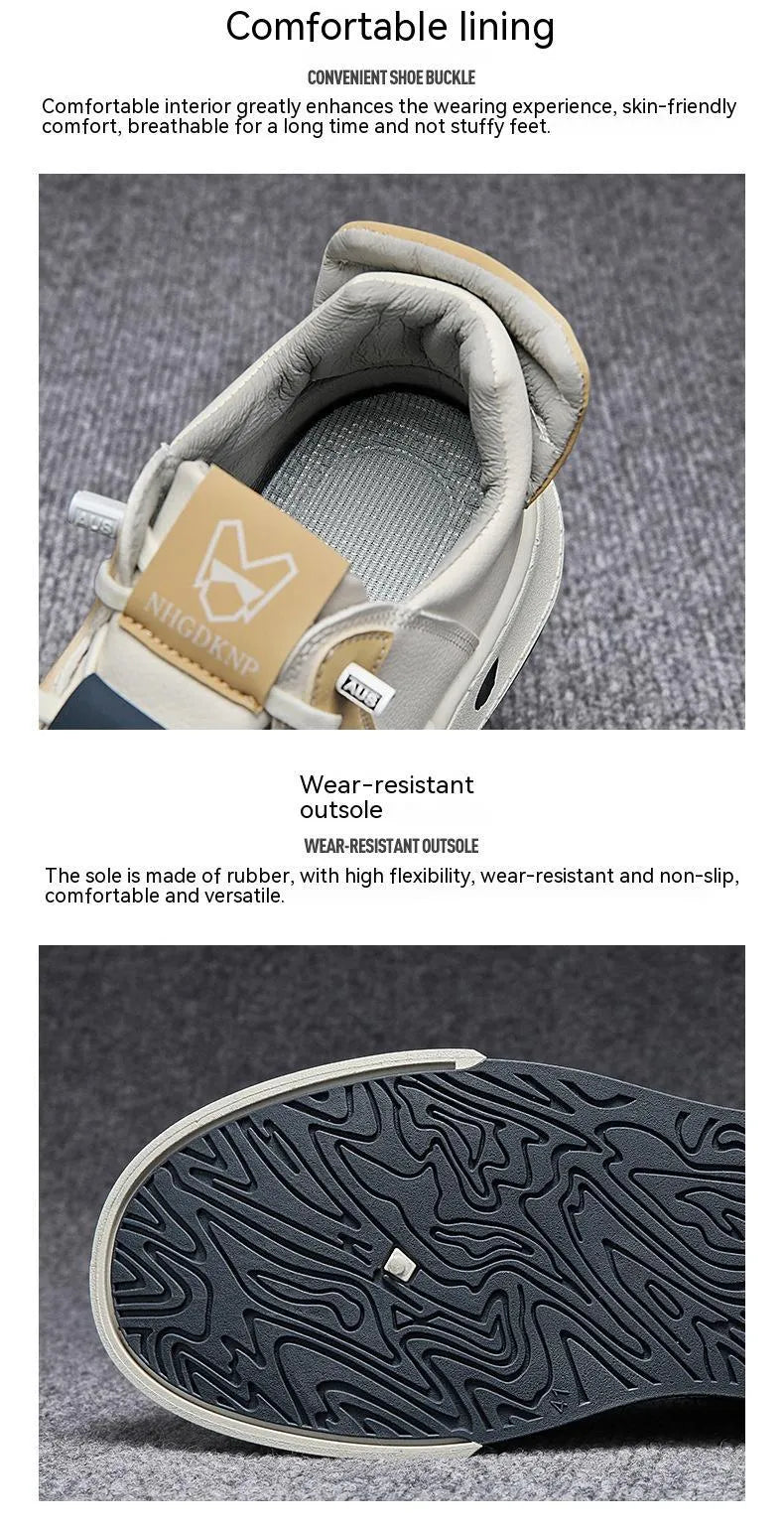 Men's beige and black elastic band casual sneakers with microfiber upper and mesh lining for hiking and leisure activities