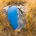 Portable blue dog water bottle with drinking bowl and hanging loop, 680ml capacity