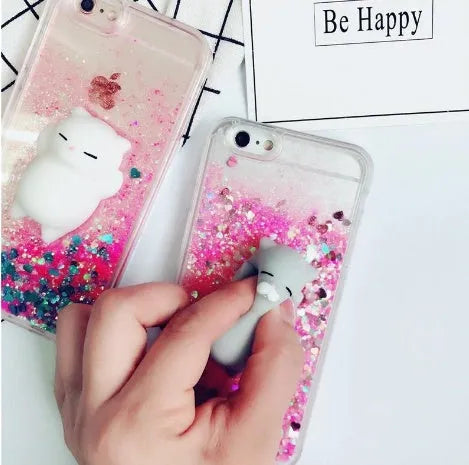 Colourful glitter cat design on a protective case for an iPhone.